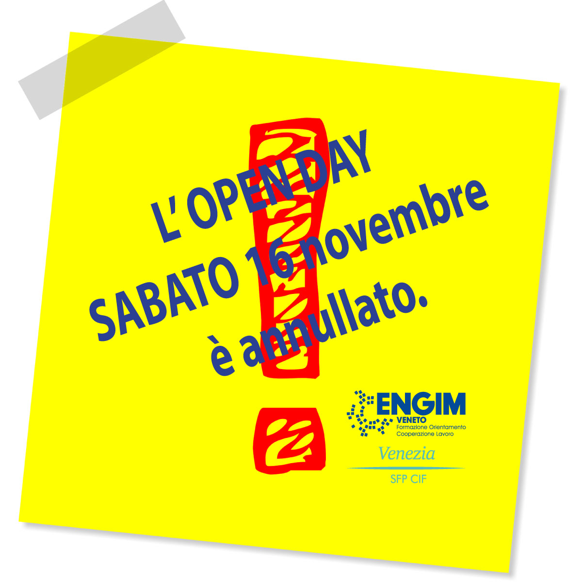 16 novembre OPENDAY annullato